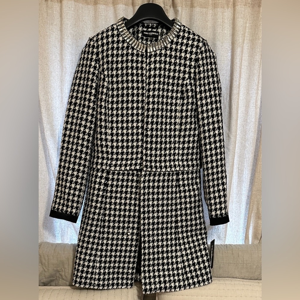 Karl Lagerfeld Black and White Houndstooth Dress